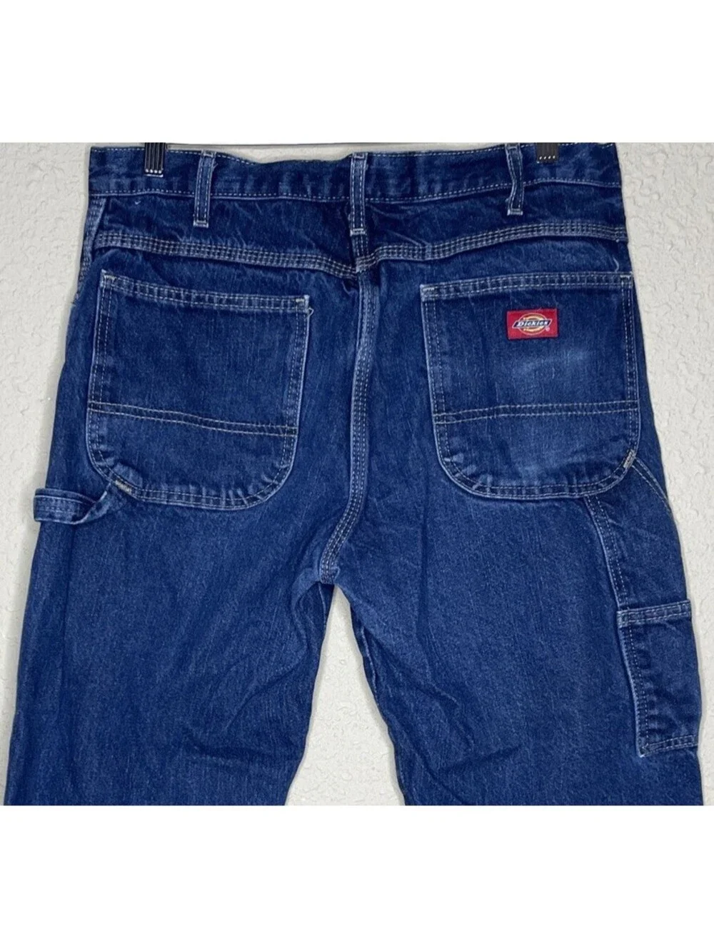 VTG Dickies Carpenter Blue Jeans Mens 34x30 Relaxed Fit Utility Workwear **READ*